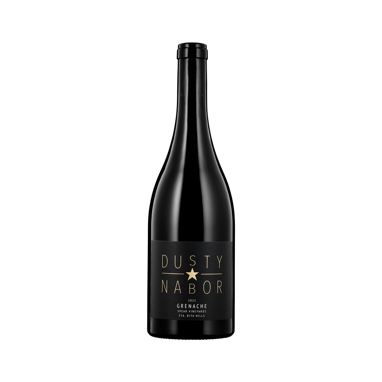 A bottle of Dusty Nabor 2021 Grenache 'Spear Vineyard'