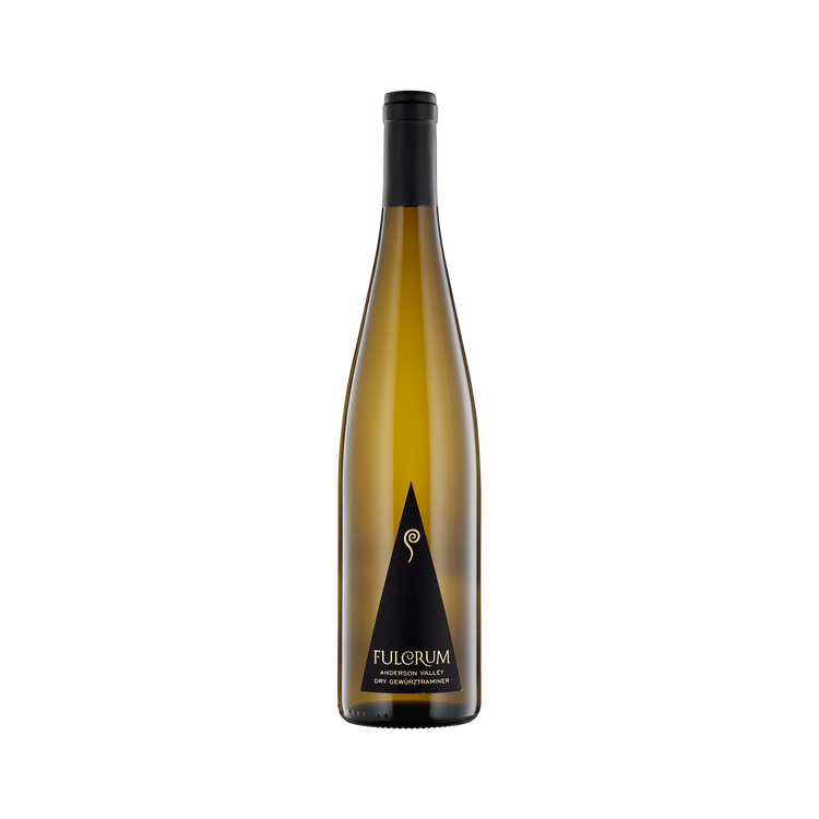 A bottle of Fulcrum Wines 2022 Dry Gewurztraminer