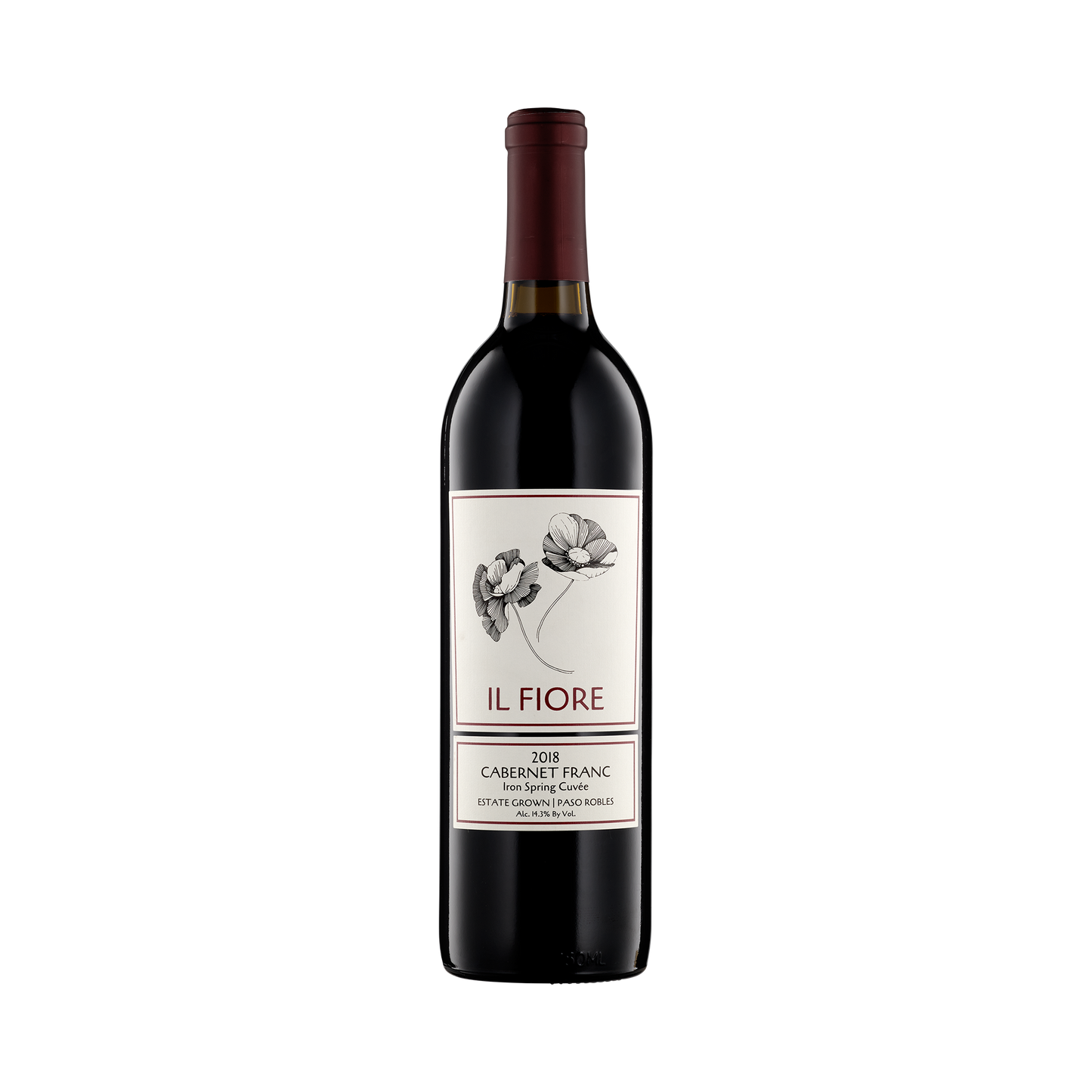 A bottle of Il Fiore 2018 'Iron Spring Cuveé' Cabernet Franc