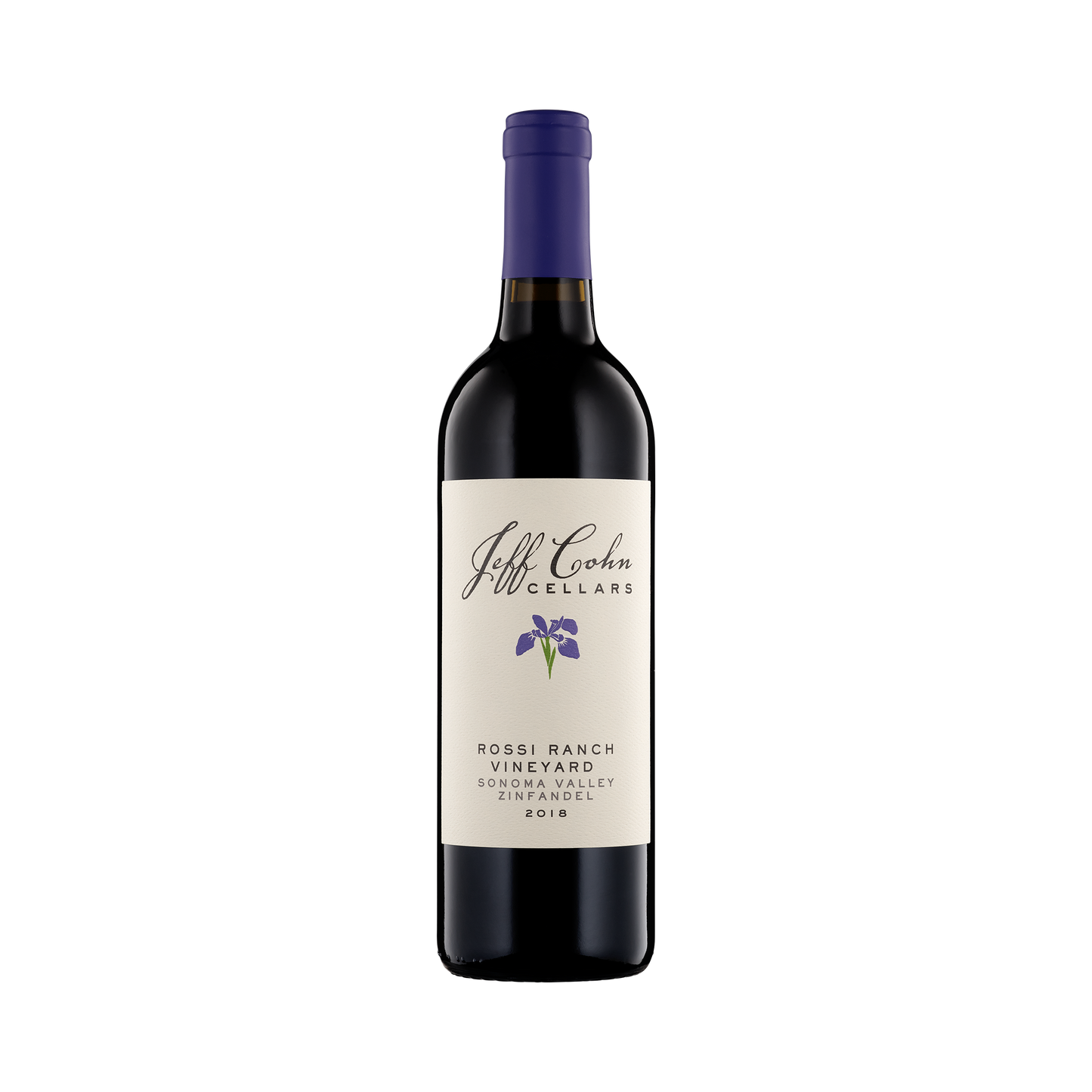 A bottle of Jeff Cohn Cellars 2018 Zinfandel Rossi Ranch