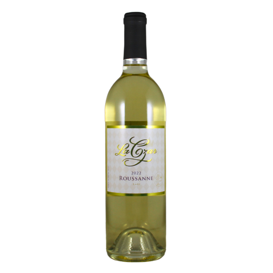 Front view of a LaCzar Lodi Roussanne bottle