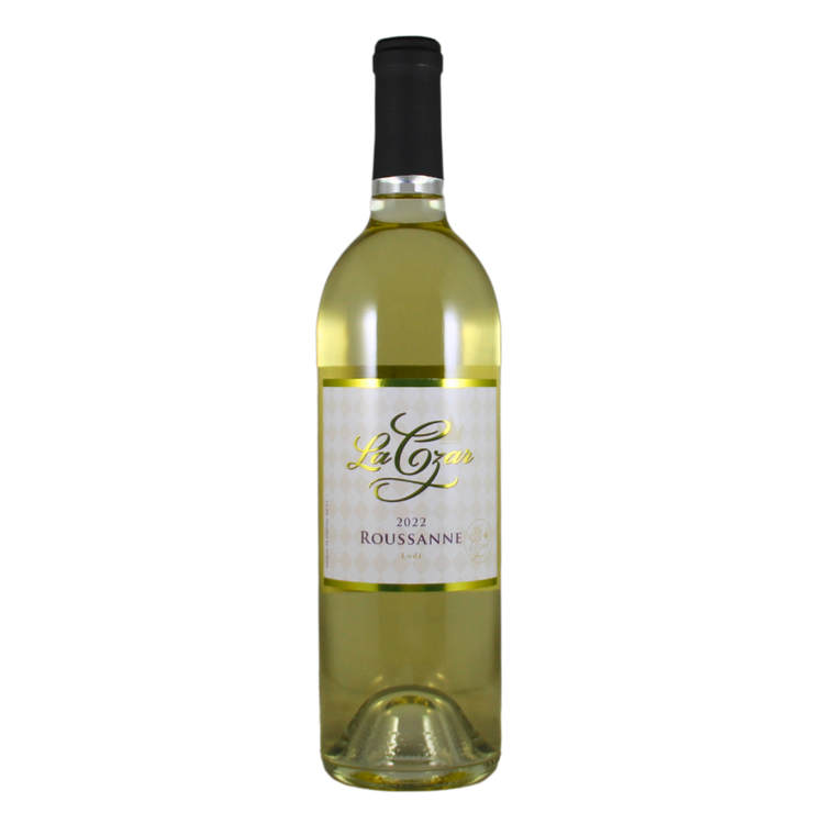 Front view of a LaCzar Lodi Roussanne bottle