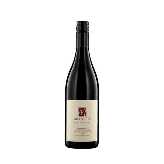 A bottle of Mengler Family Wines 2018 Sangiovese