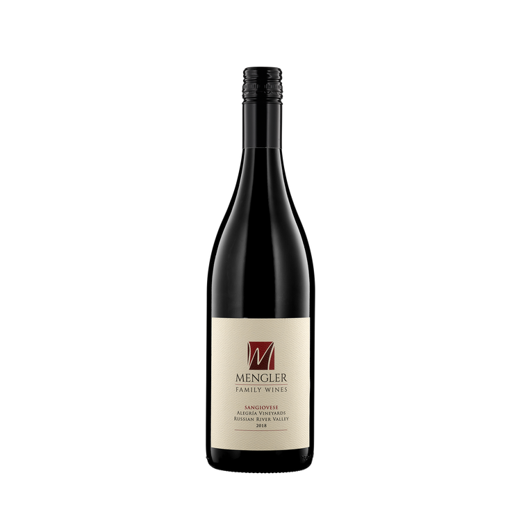 A bottle of Mengler Family Wines 2018 Sangiovese