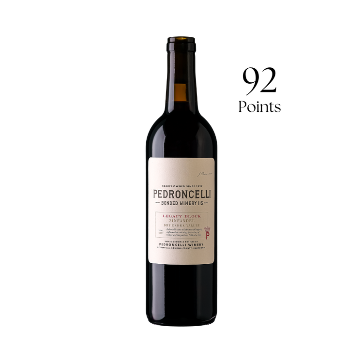 Pedroncelli Winery Legacy Block Zinfandel Dry Creek Valley Sonoma County CA 2022