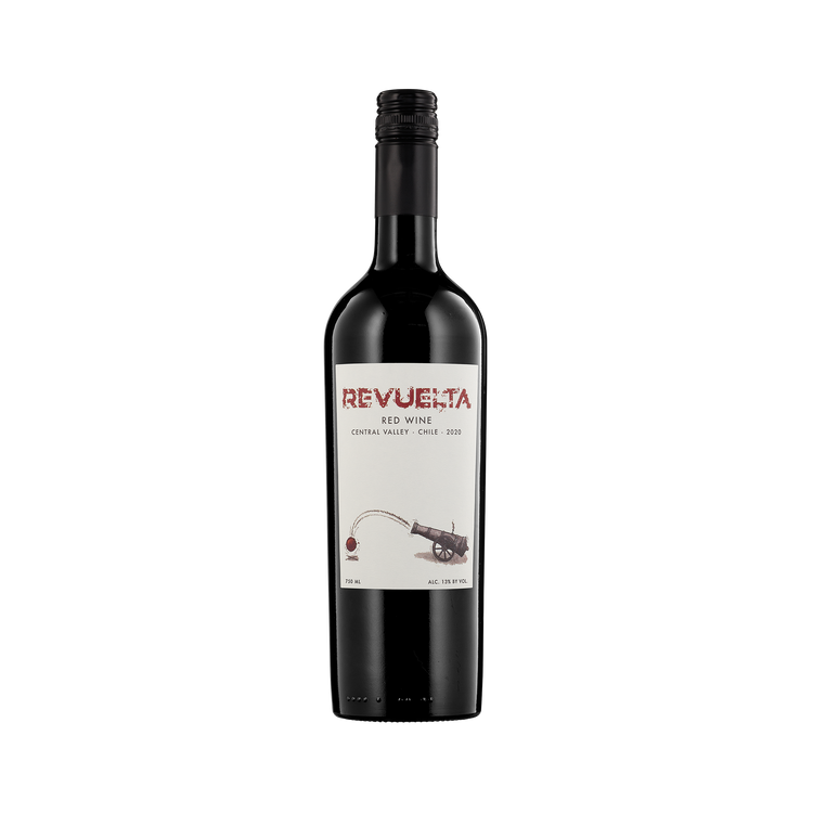 A bottle of Revuelta 2020 Red Blend