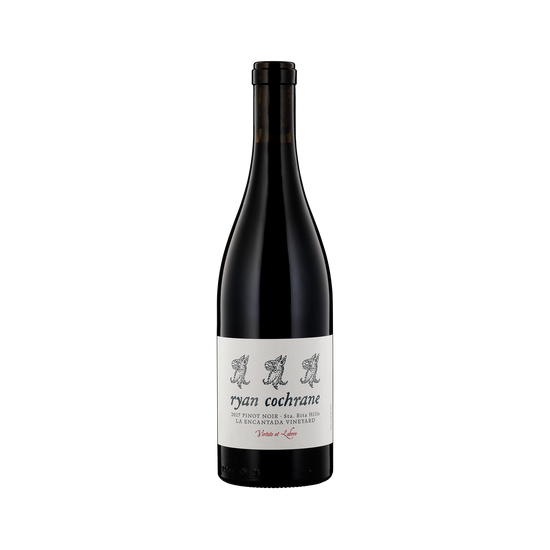 A bottle of Ryan Cochrane 2017 Pinot Noir - La Encantada Vineyard