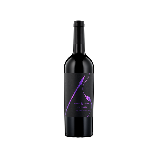 A bottle of Sling & Spear 2017 Zinfandel