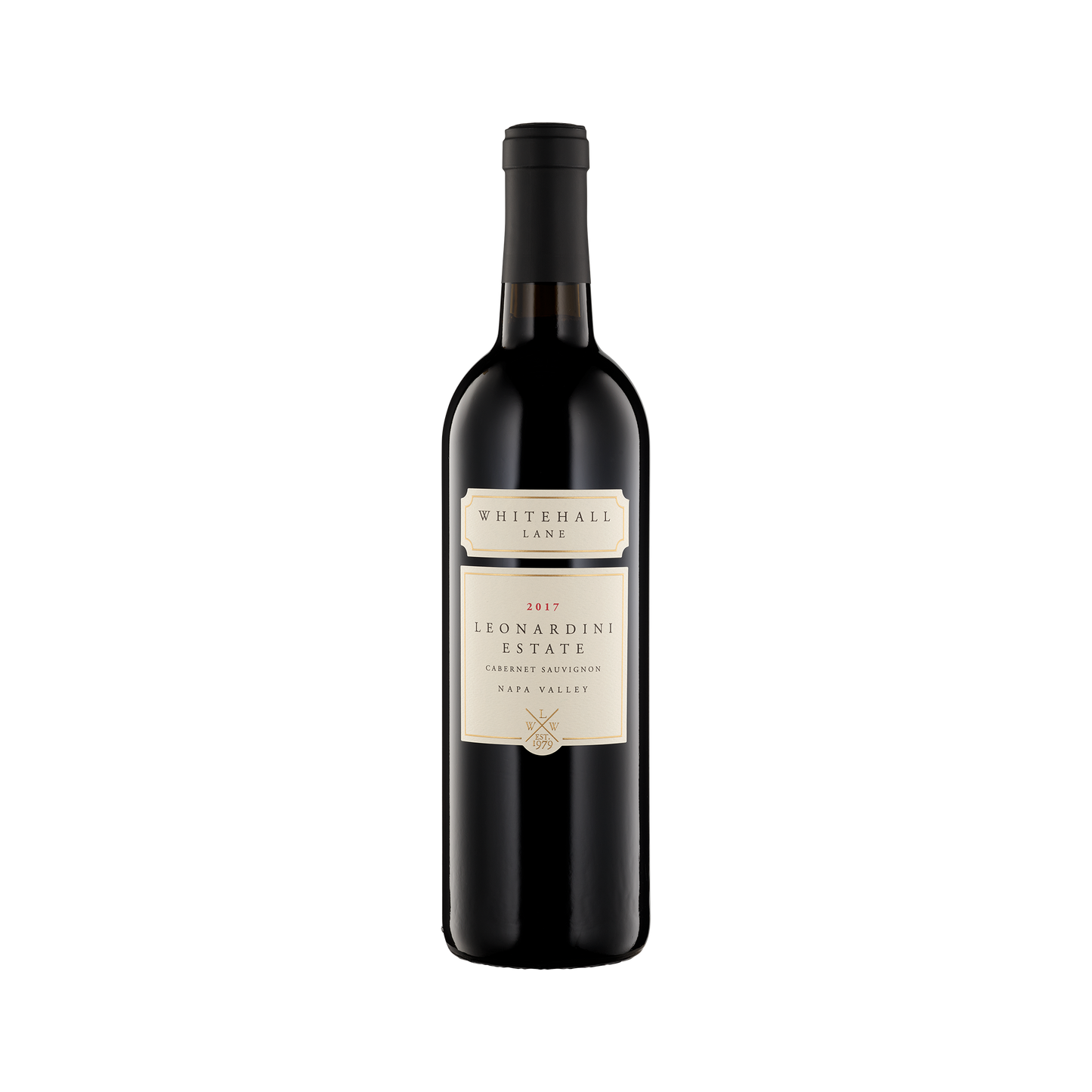 A bottle of Whitehall Lane Winery 2017 Cabernet Sauvignon Leonardini Estate