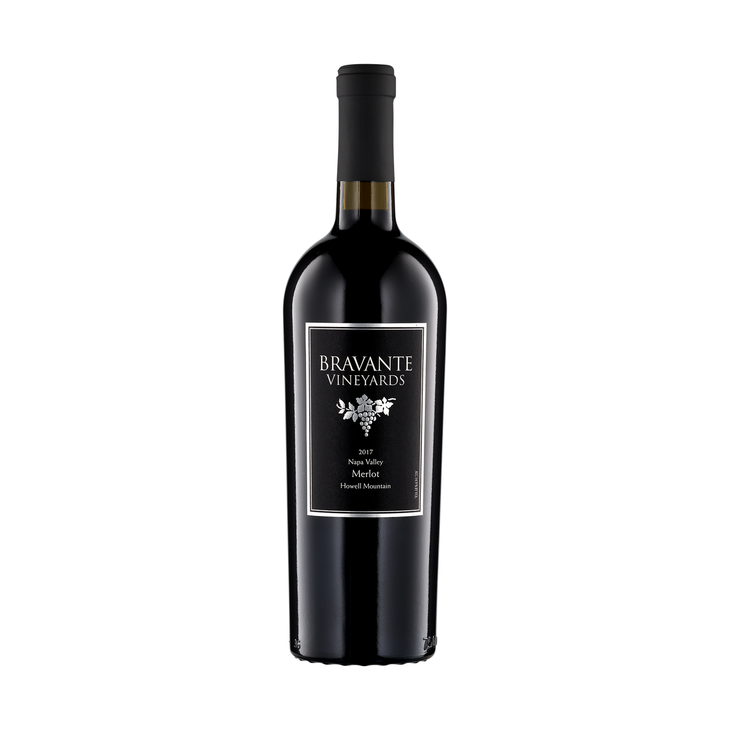 A bottle of Bravante Vineyards 2017 Merlot