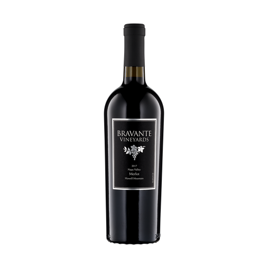 A bottle of Bravante Vineyards 2017 Merlot