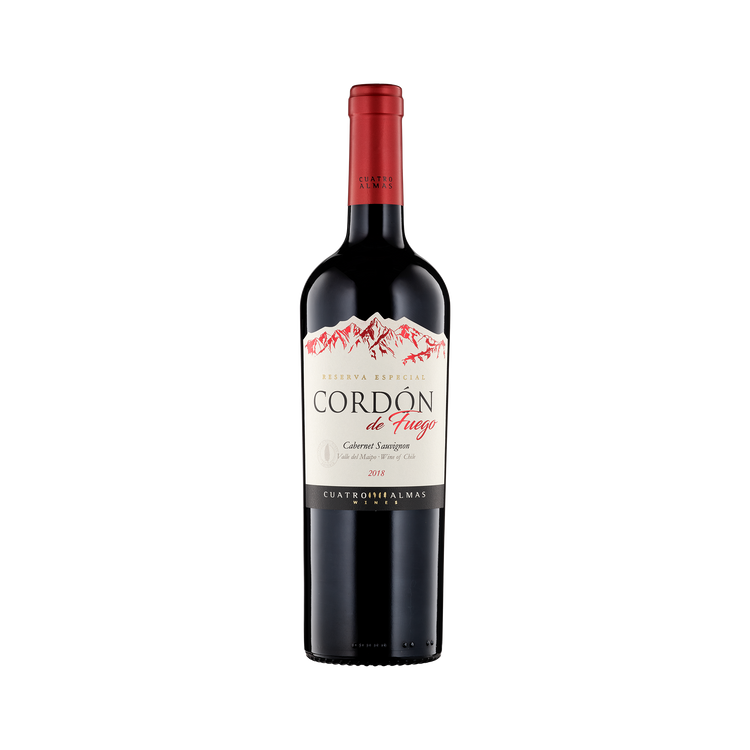 A bottle of Cuatro Almas Cordon de Fuego 2018 Cabernet Sauvignon