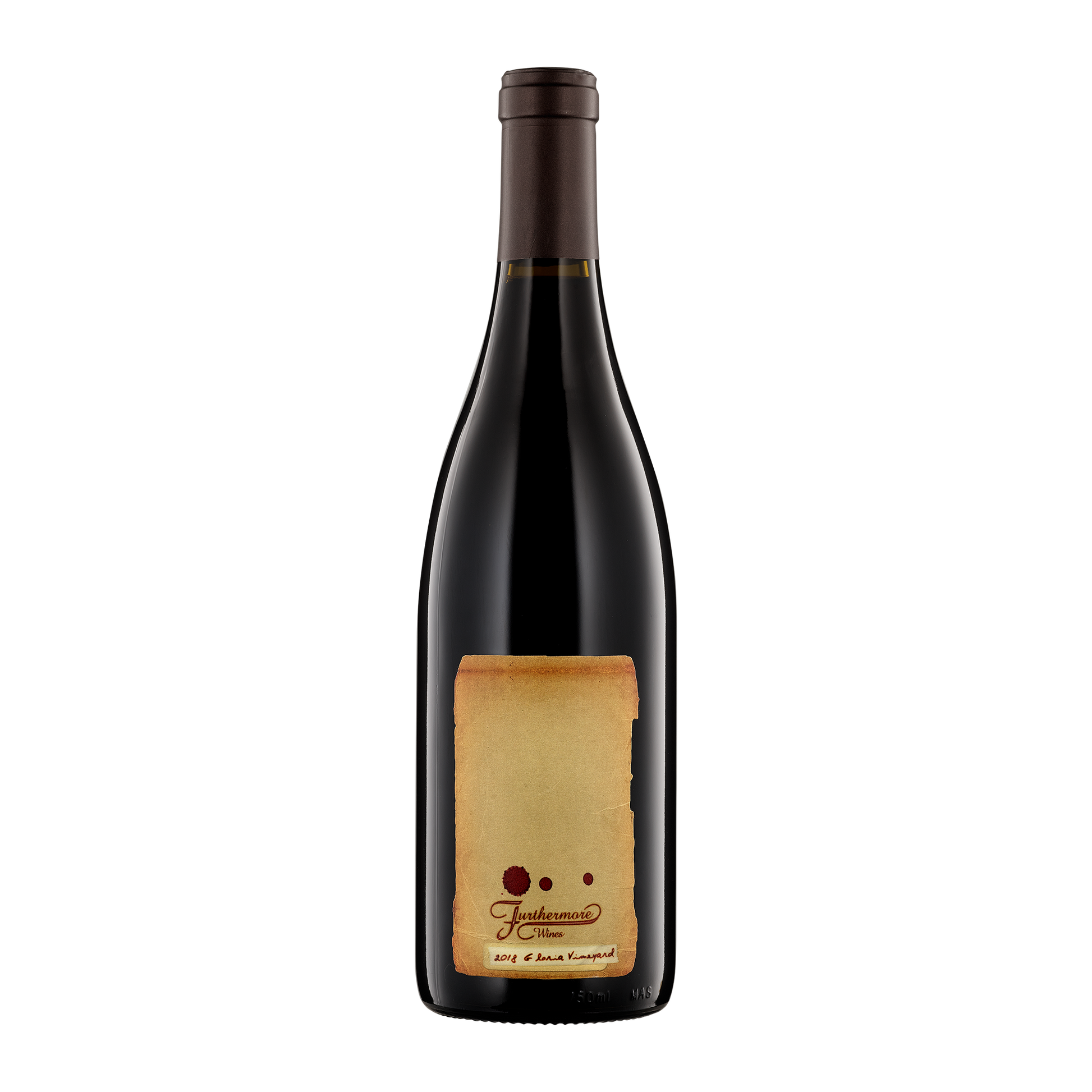 A bottle of Furthermore Wines 2018 Pinot Noir Gloria Vineyard