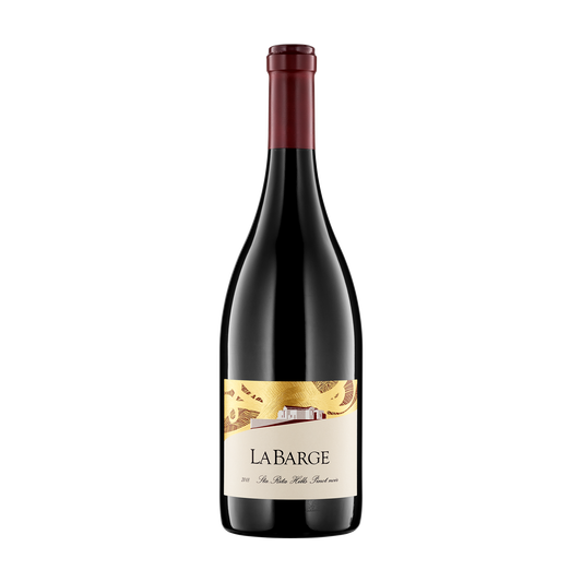 A bottle of LaBarge Winery 2018 Pinot Noir