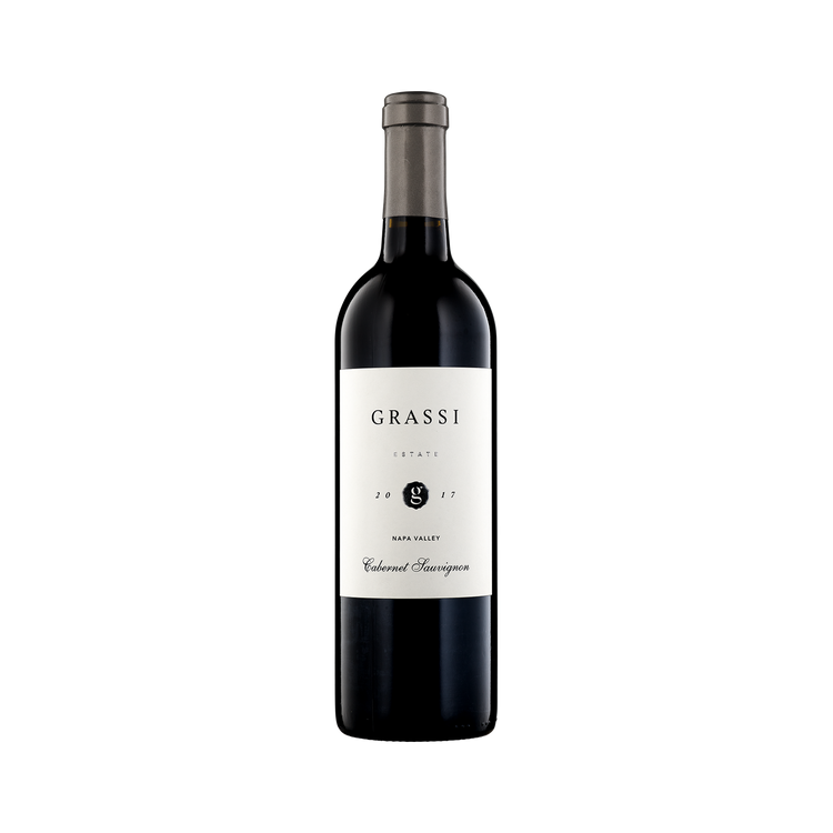 A bottle of Grassi Wine Company 2017 Cabernet Sauvignon Estate