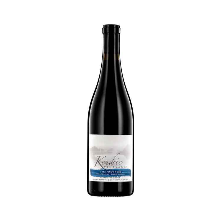 A bottle of Kendric Vineyards 2018 Pinot Noir