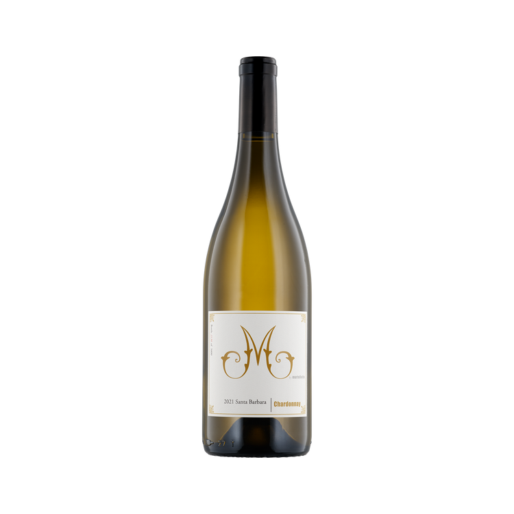 A bottle of Martellotto Wines 2021 'M' Chardonnay