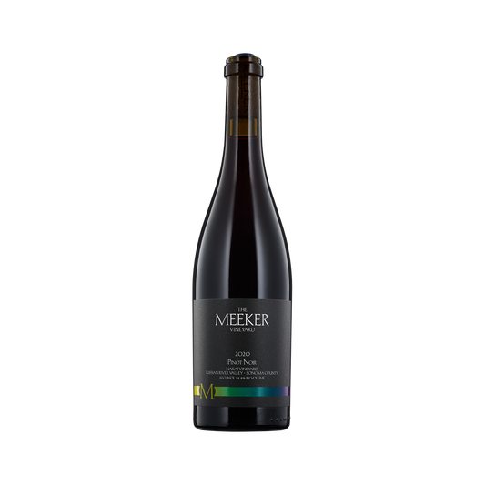 A bottle of Meeker Vineyards 2020 Pinot Noir