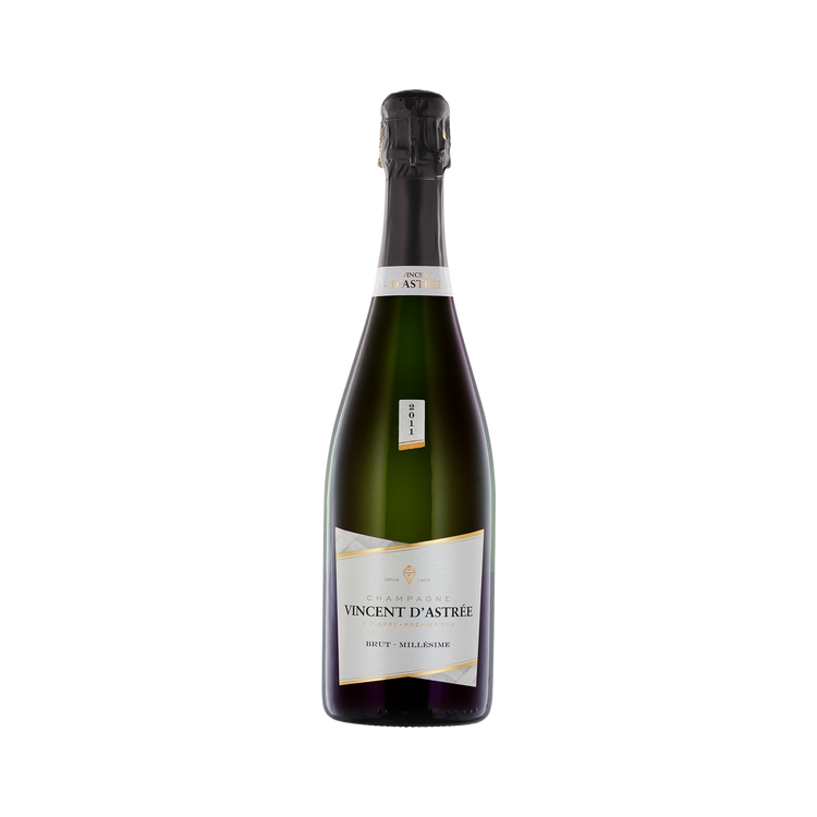 A bottle of Vincent d'Astree 2011 Brut Champagne