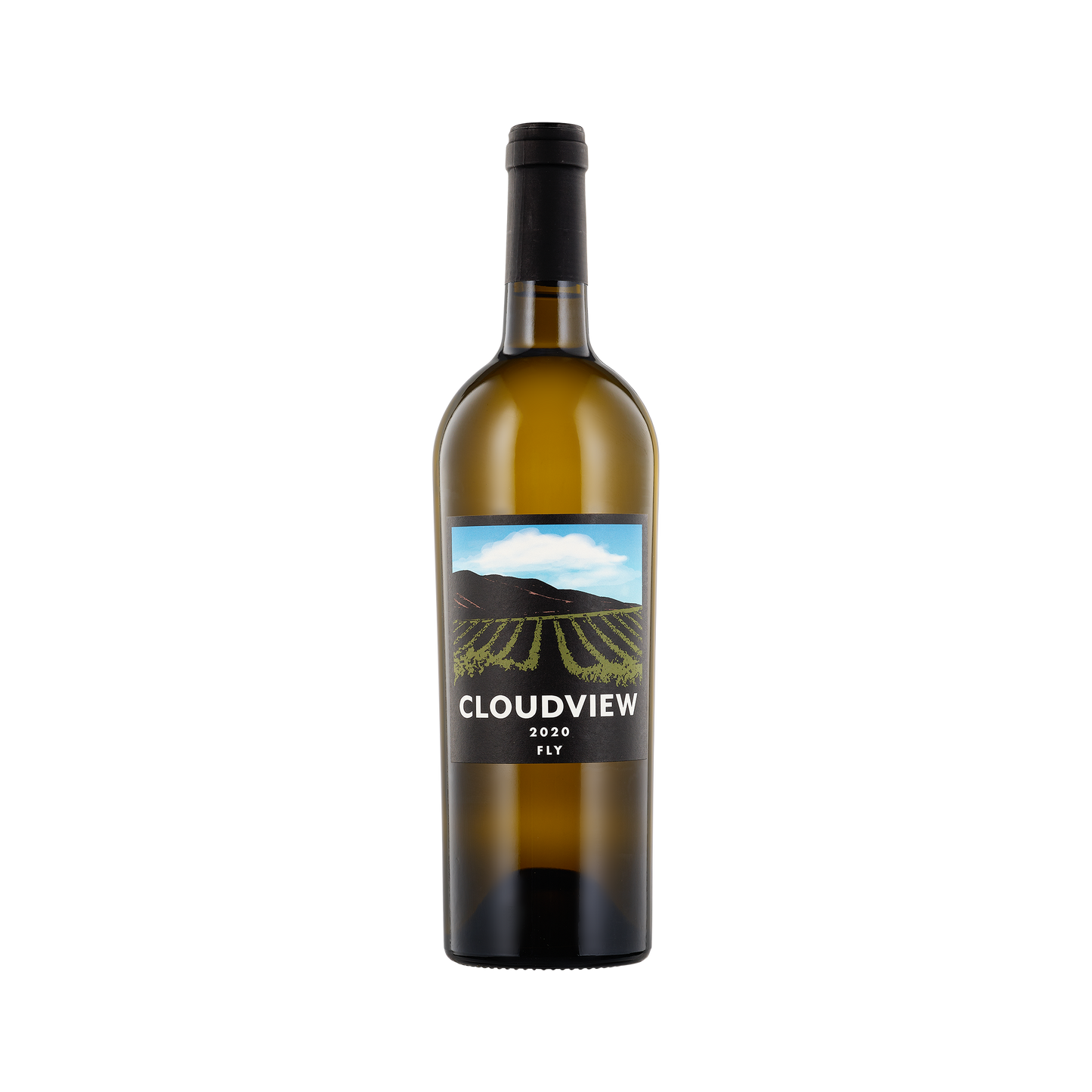 A bottle of Cloudview 2020 'Fly' Chardonnay