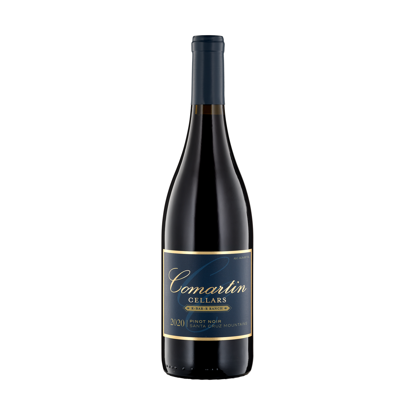 A bottle of Comartin Cellars 2020 Pinot Noir R-Bar-R Ranch