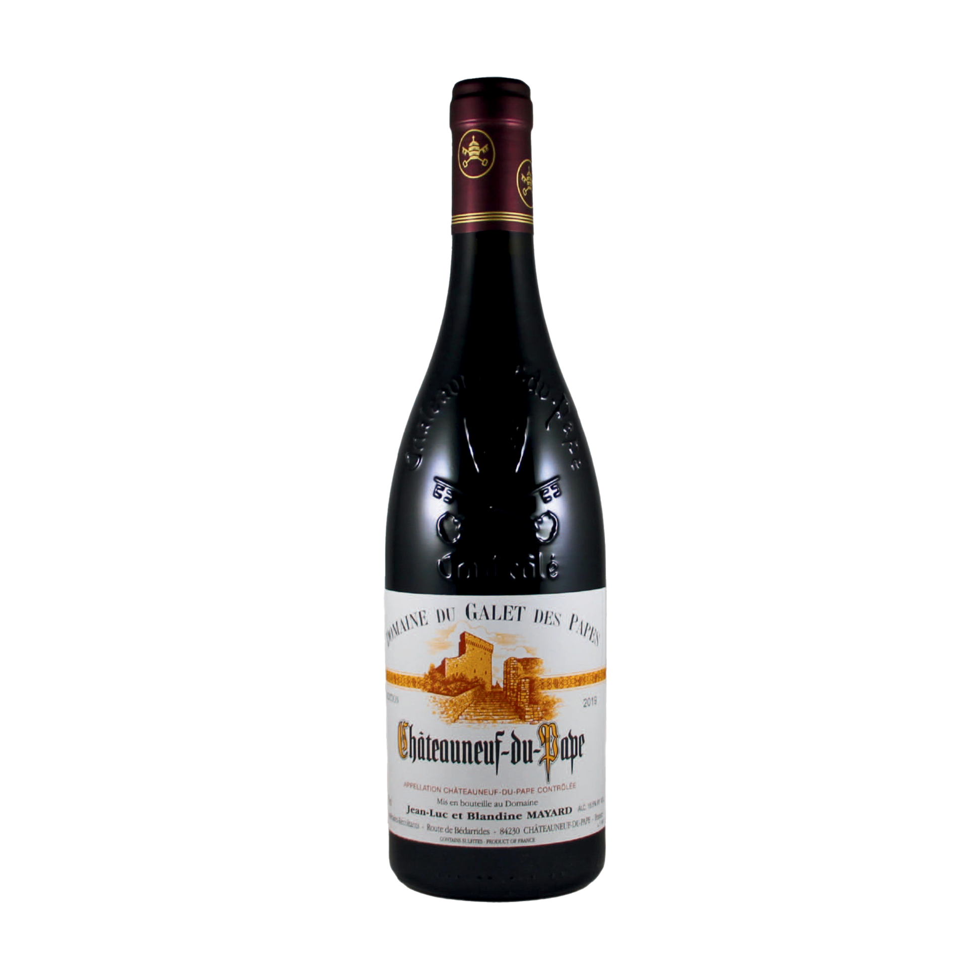 A bottle of Domaine du Galet des Papes 2019 Chateauneuf du Pape