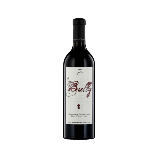 A bottle of Gorman Winery 2018 'The Bully' Cabernet Sauvignon