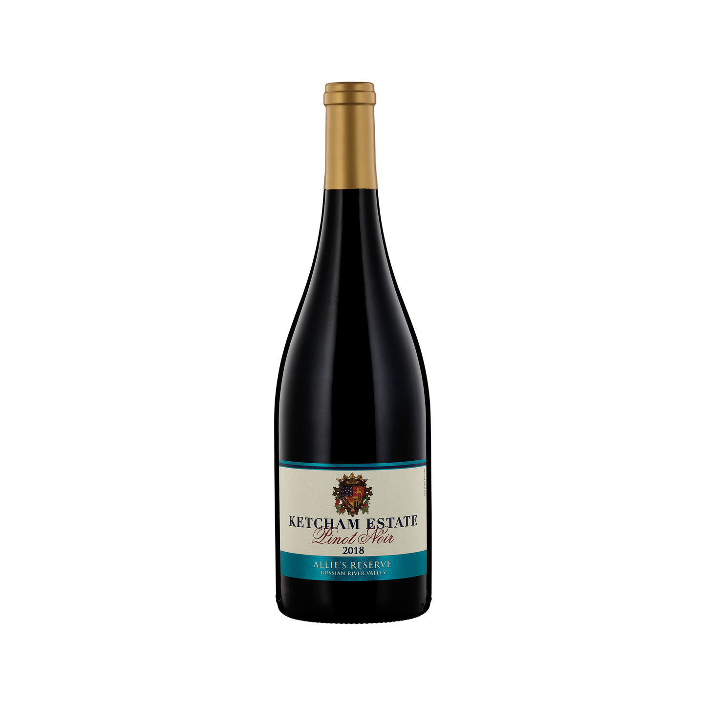 A bottle of Ketcham Estate 2018 Pinot Noir Allie's Reserve