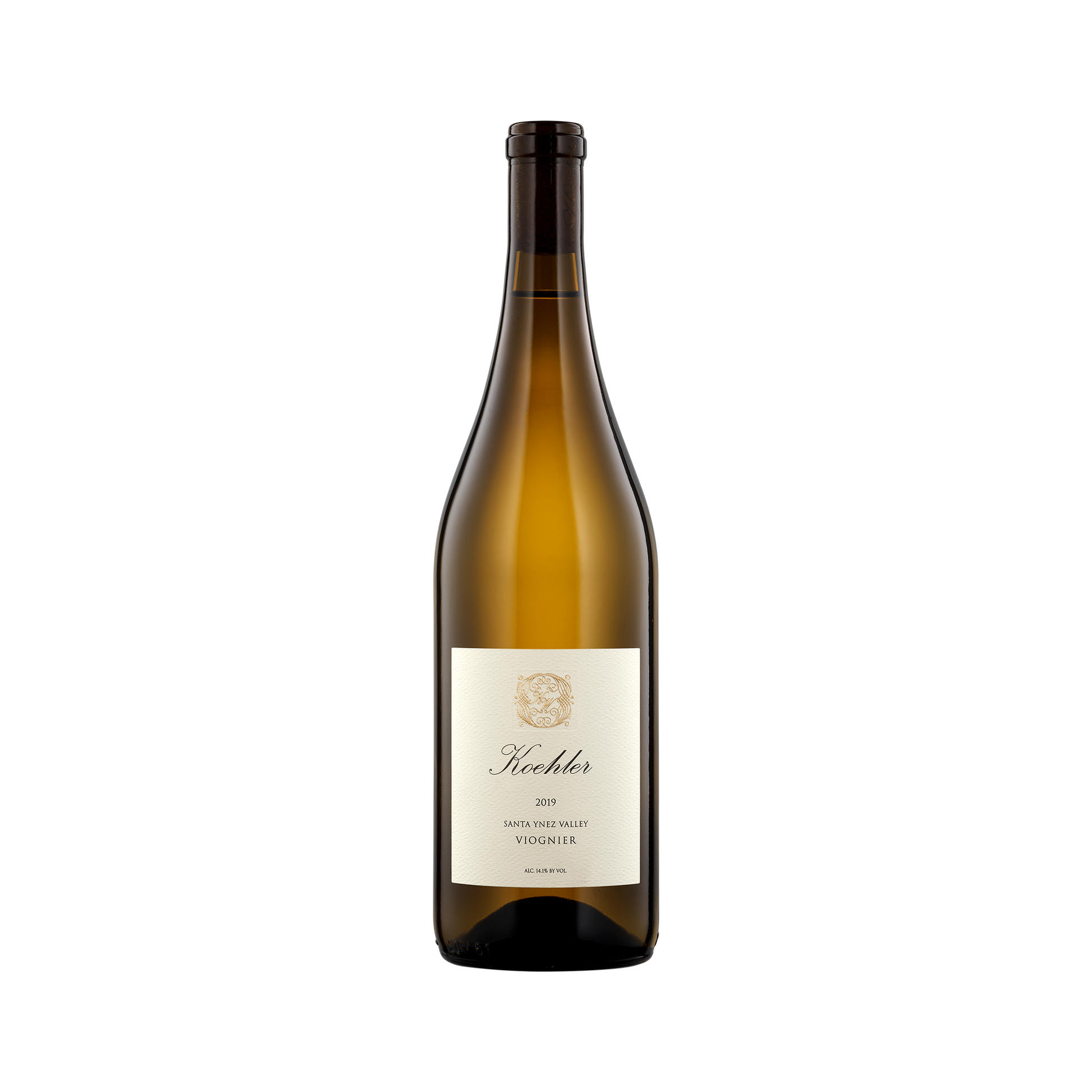 A bottle of Koehler Winery 2019 Viognier