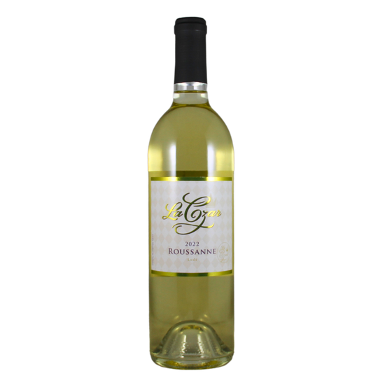 Front view of a LaCzar Lodi Roussanne bottle 