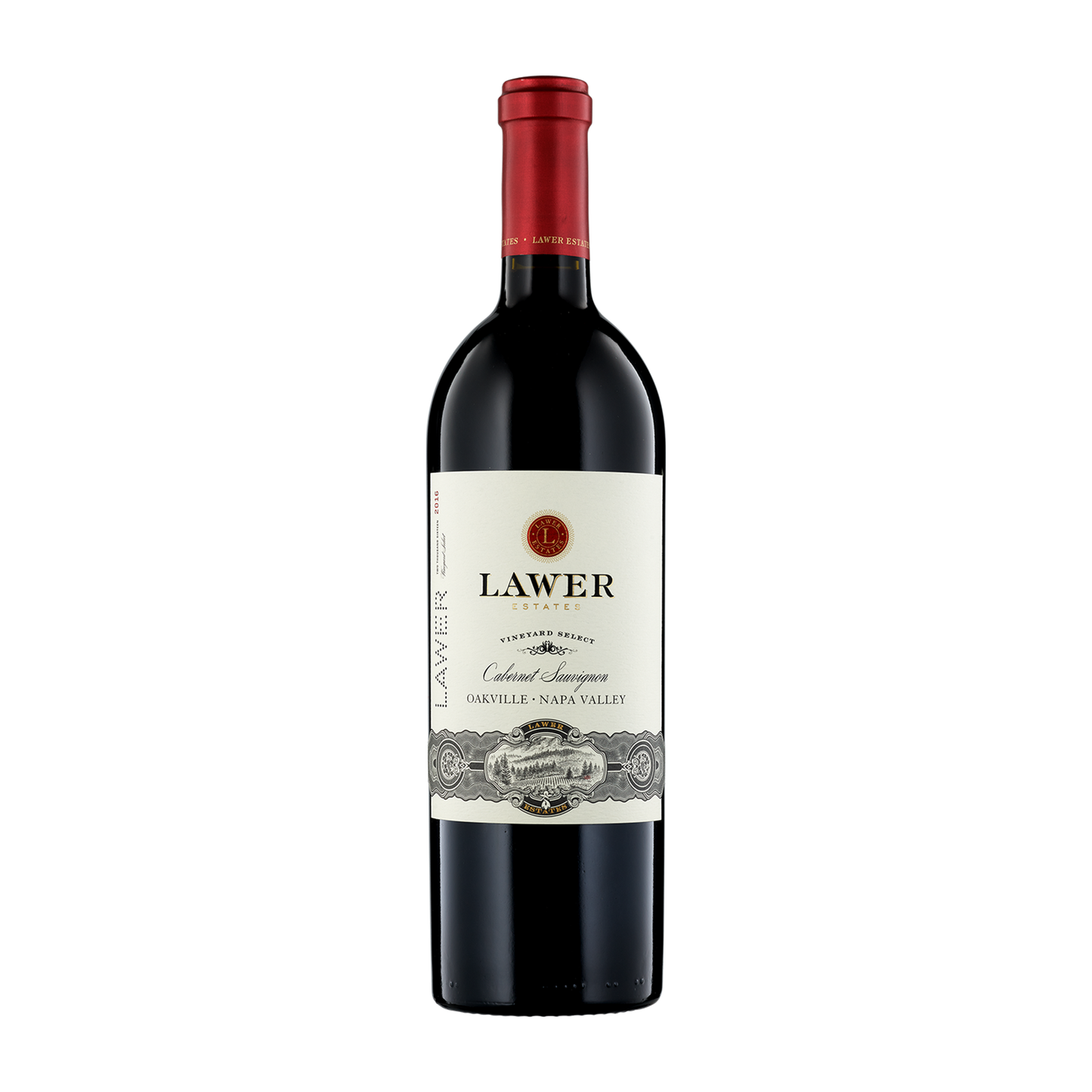 A bottle of Lawer Estates 2016 Cabernet Sauvignon
