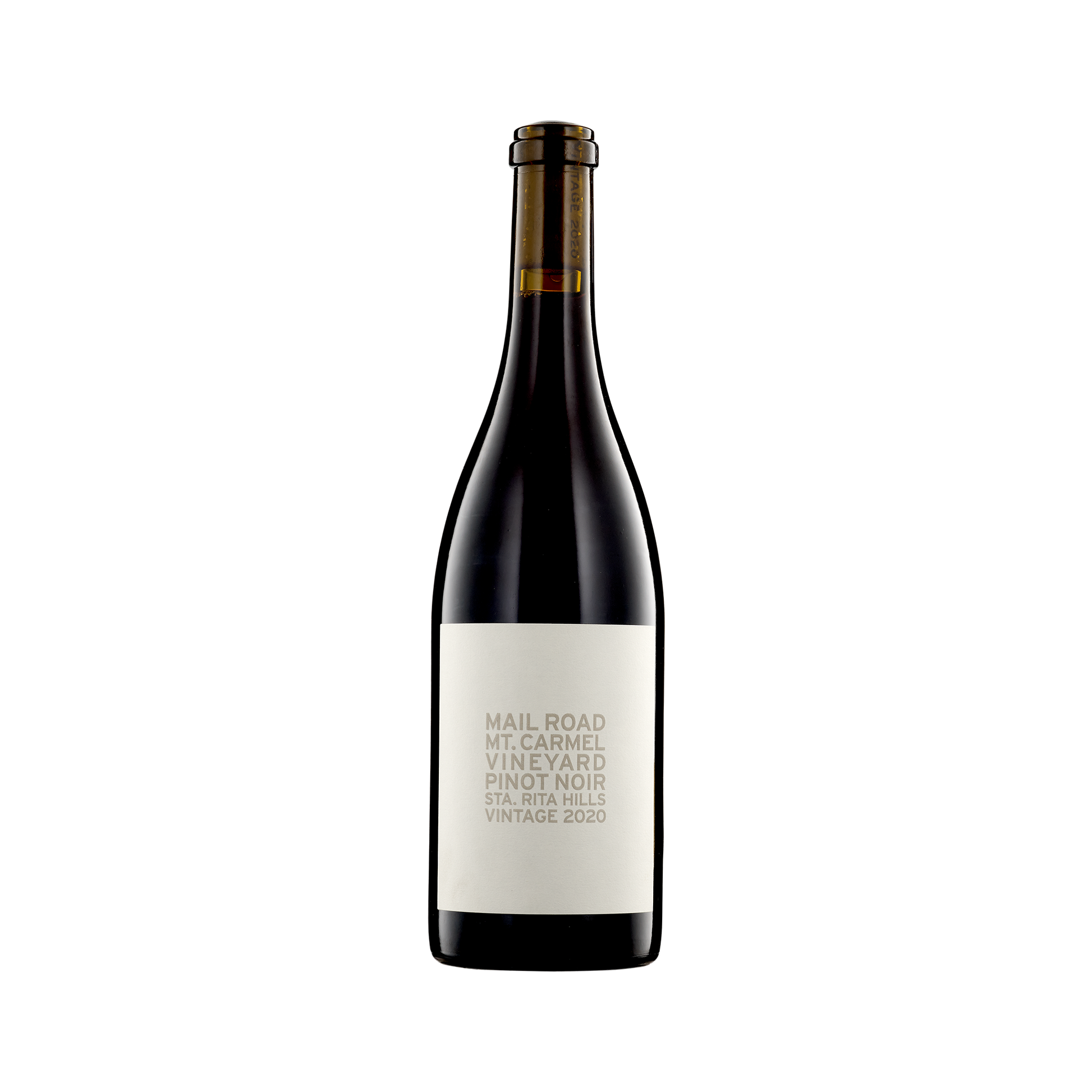 A bottle of Mail Road Wines 2020 Pinot Noir Mt Carmel Vineyard