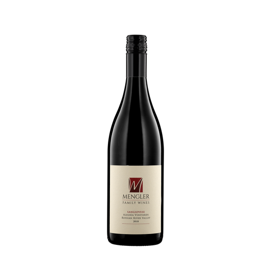 A bottle of Mengler Family Wines 2018 Sangiovese