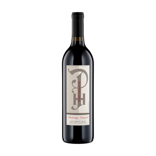 A bottle of Porterhouse Winery 2019 Cabernet Franc Blackridge Vineyard