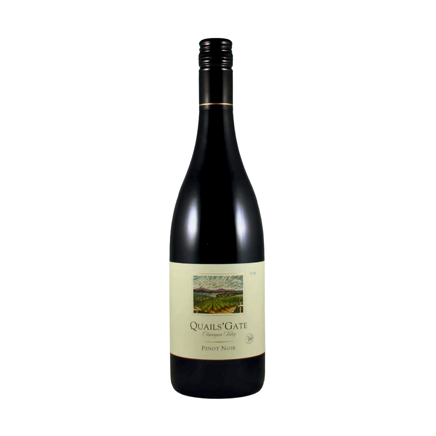 A bottle of Quails' Gate 2019 Pinot Noir, Okagnagan Valley