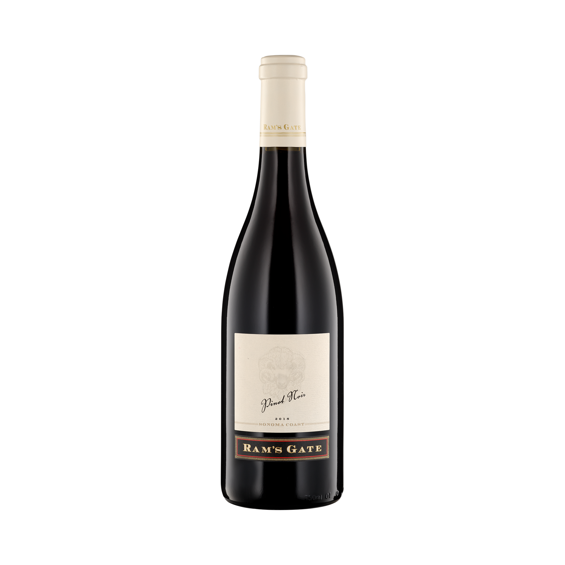 A bottle of Ram's Gate Winery 2018 Pinot Noir