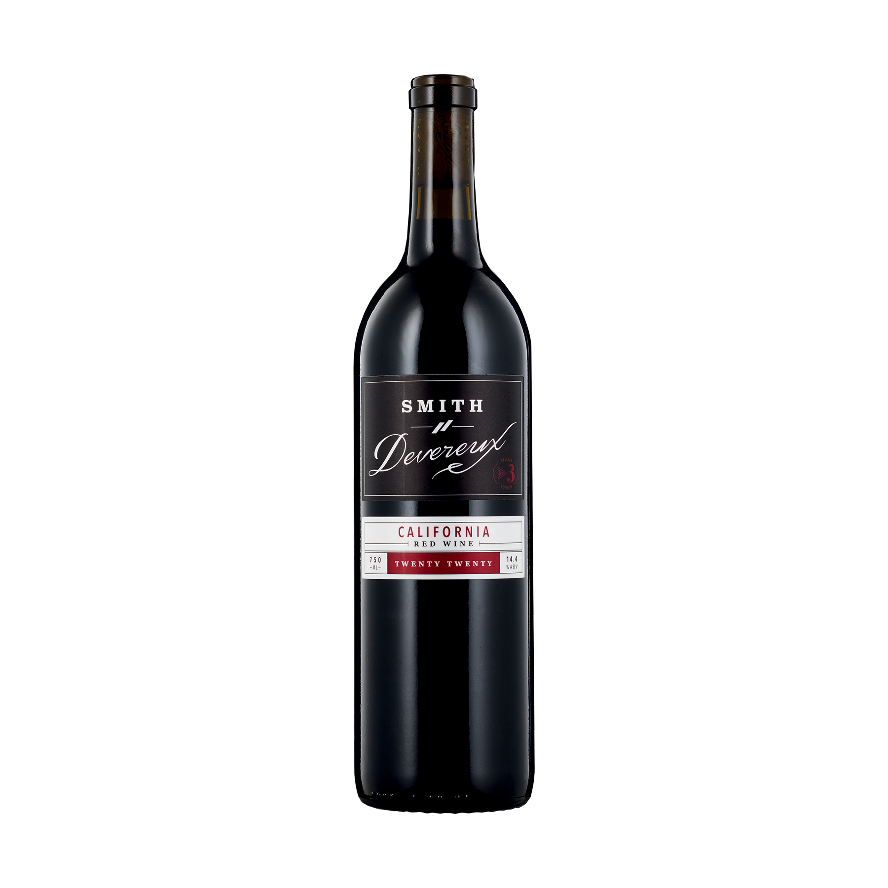 A bottle of Smith-Devereux 2020 No. 3 Red Blend