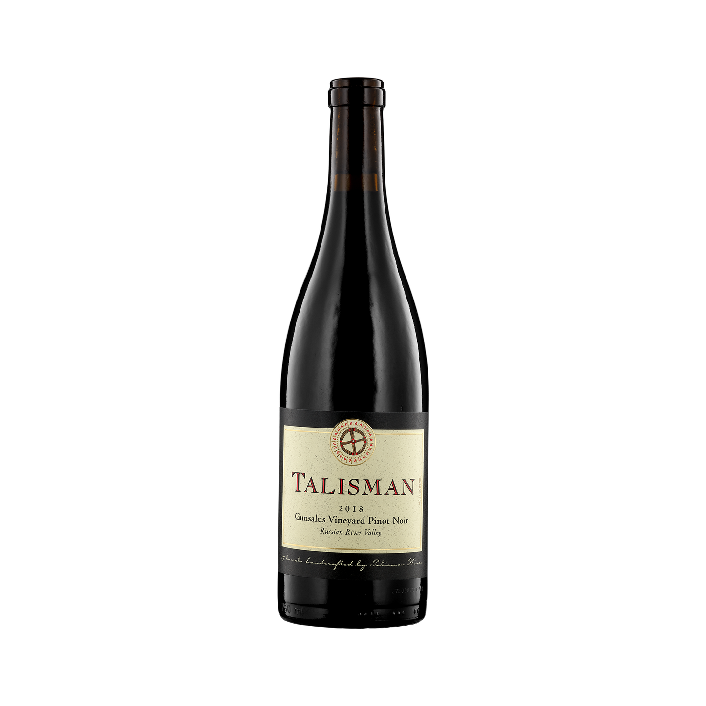 A bottle of Talisman 2018 Pinot Noir - Gunsalus Vineyard