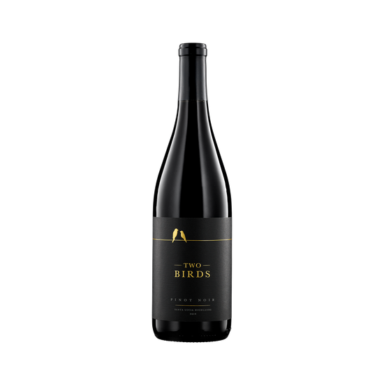 A bottle of Two Birds 2019 Pinot Noir