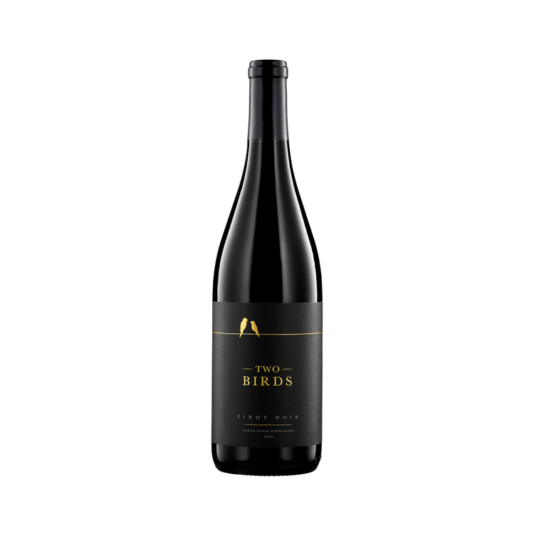 A bottle of Two Birds 2019 Pinot Noir