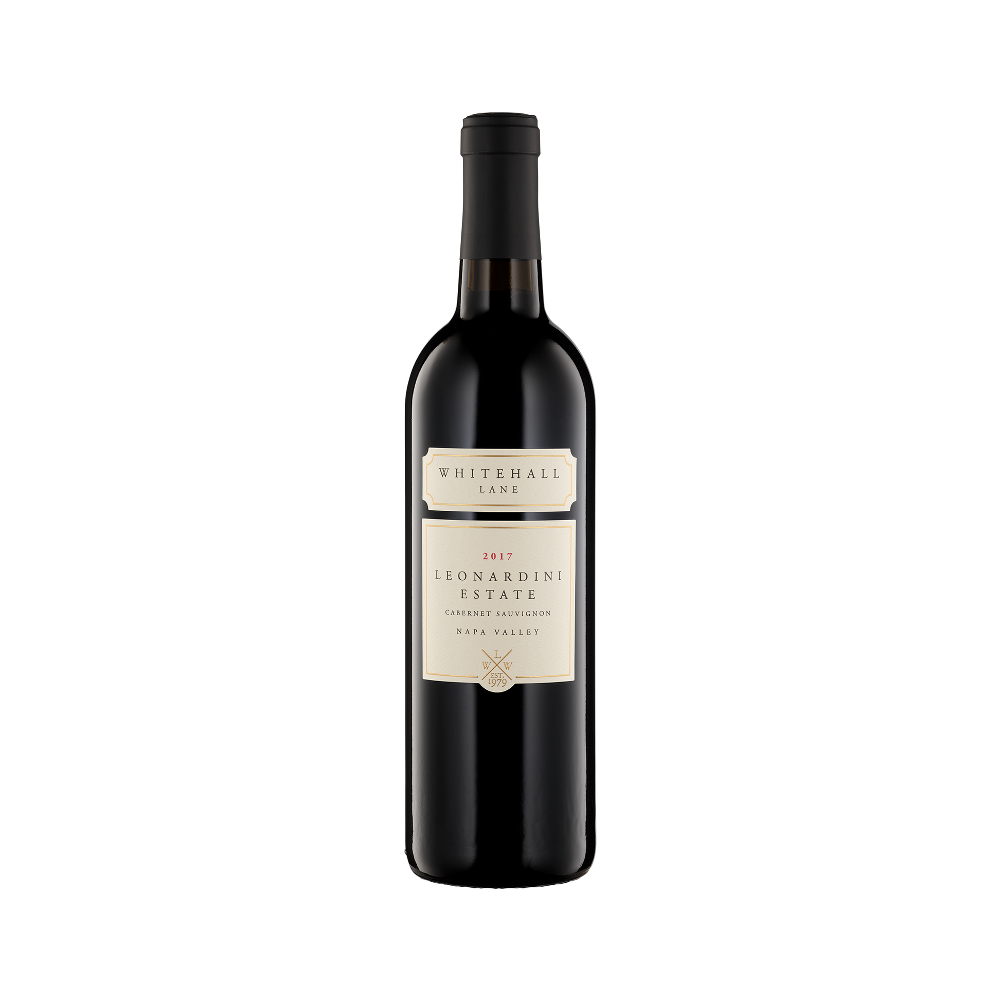 A bottle of Whitehall Lane Winery 2017 Cabernet Sauvignon Leonardini Estate