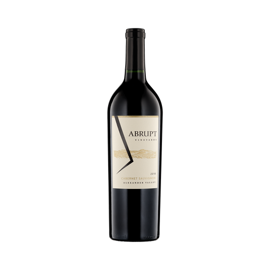 A bottle of Abrupt Vineyards 2018 Cabernet Sauvignon