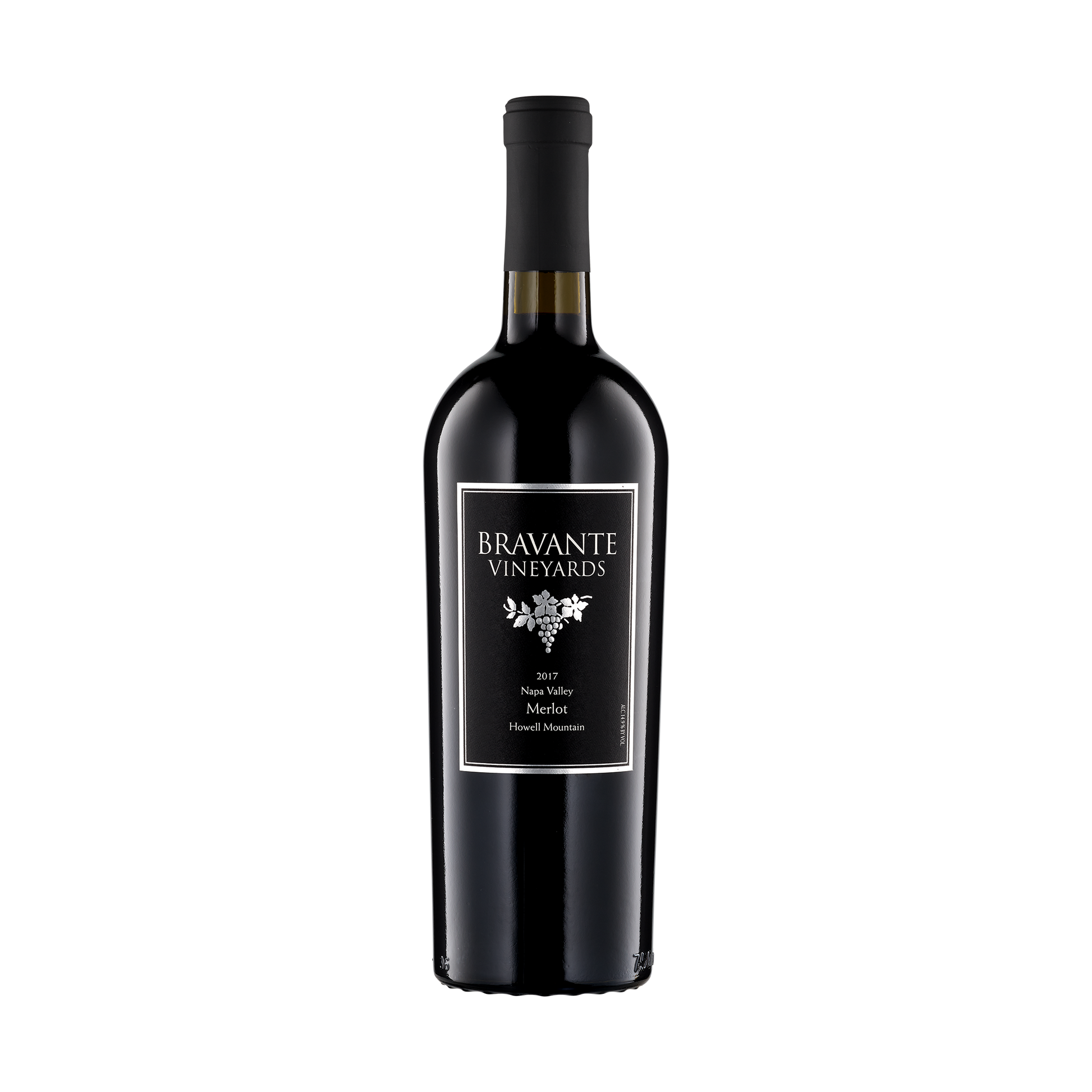 A bottle of Bravante Vineyards 2017 Merlot