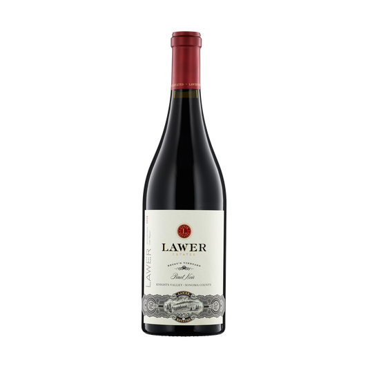 A bottle of Lawer Estates 2019 Pinot Noir Betsy's Vineyard