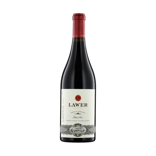 A bottle of Lawer Estates 2019 Pinot Noir Betsy's Vineyard