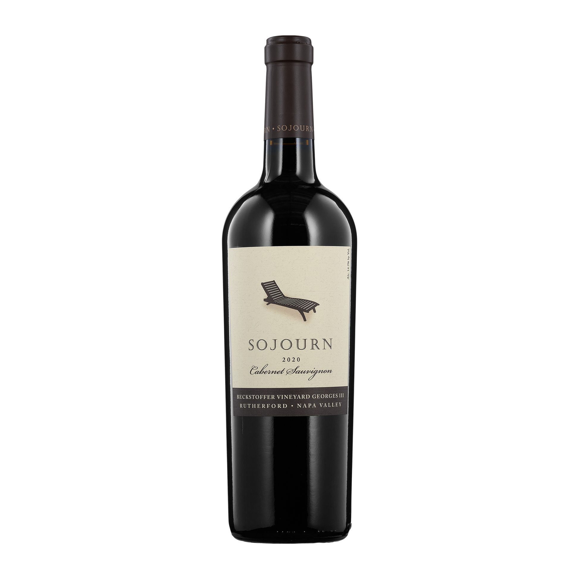 A bottle of Sojourn Cellars 2020 Cabernet Sauvignon Beckstoffer Vineyard