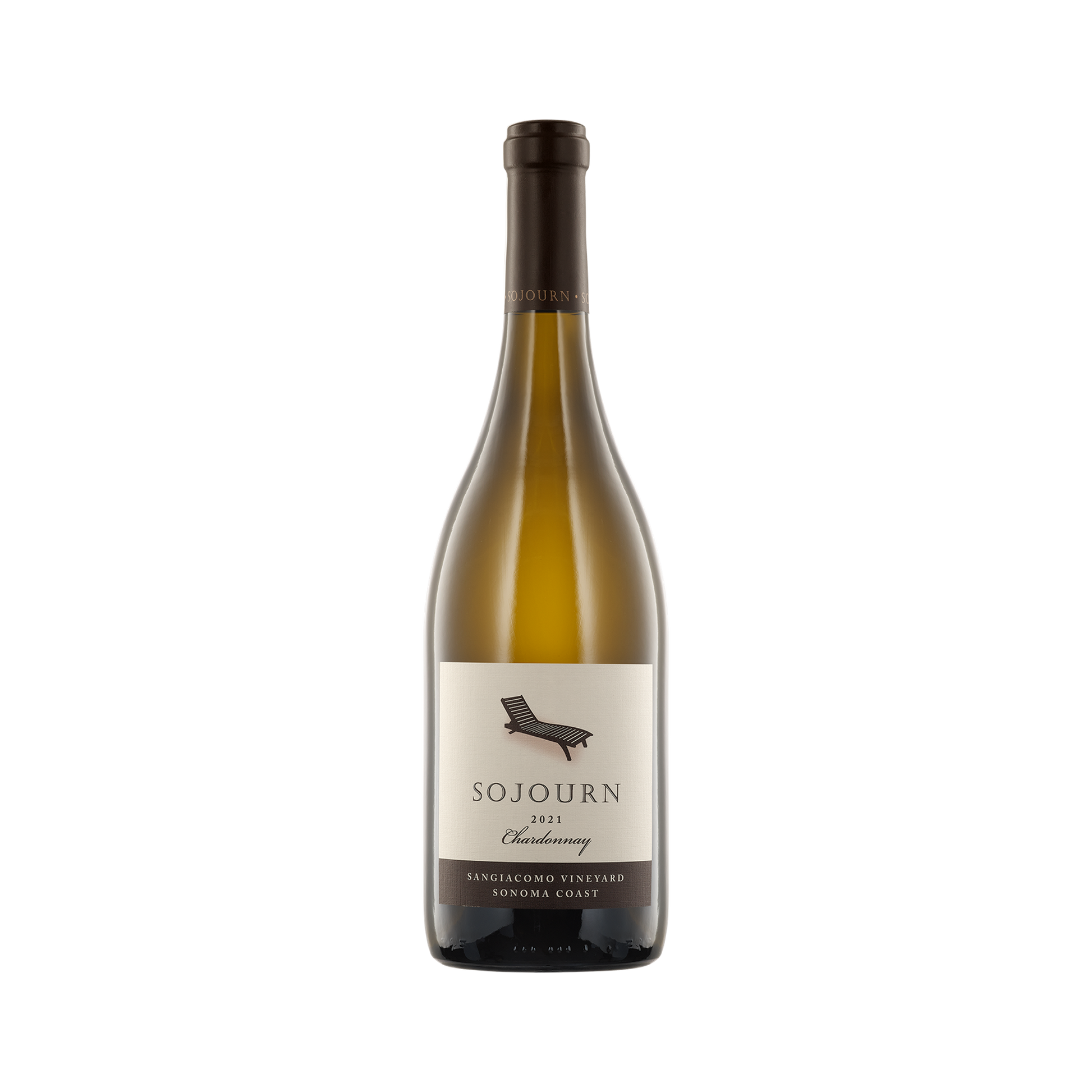A bottle of Sojourn 2021 Chardonnay