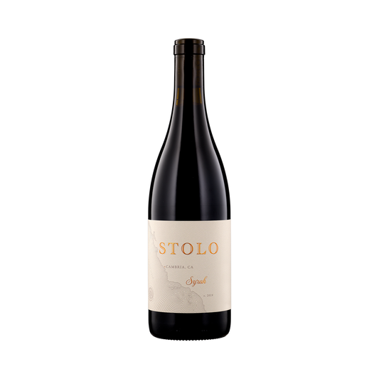A bottle of Stolo Family Vineyards & Winery 2019 Syrah.