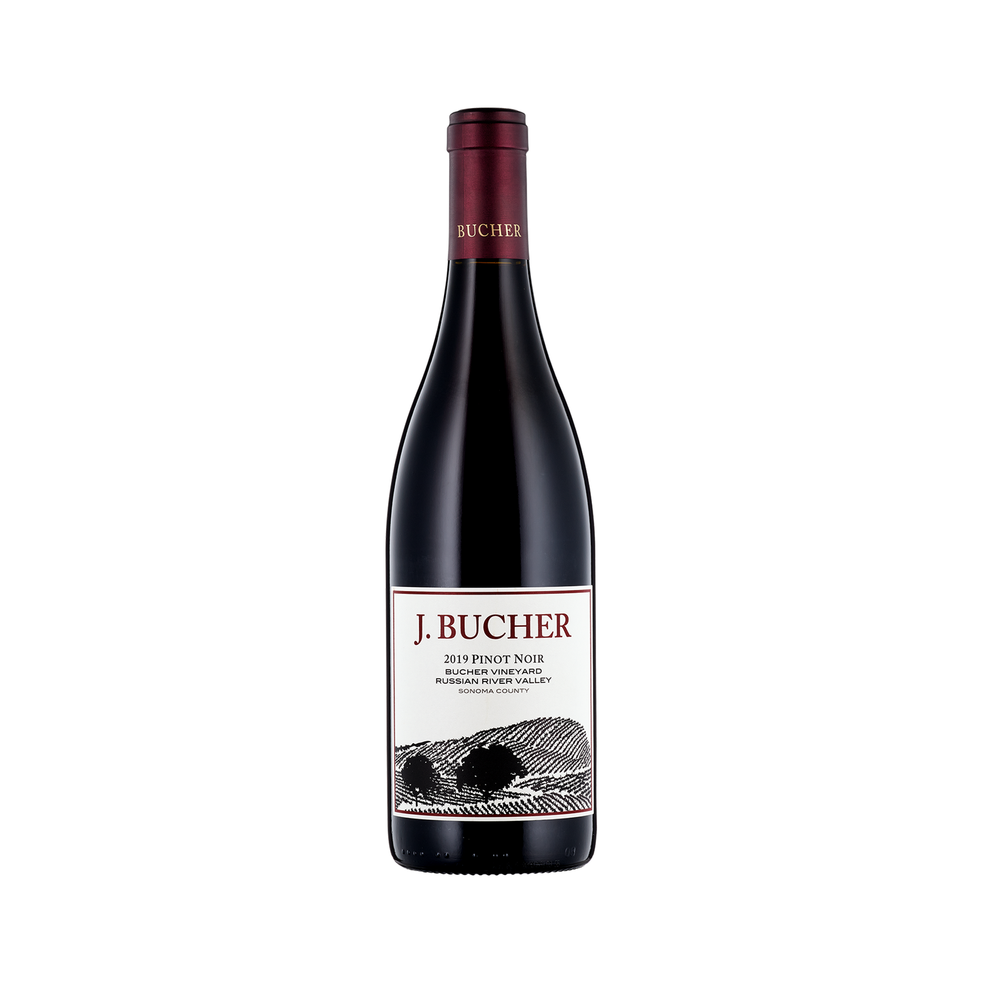 A bottle of Bucher Wines 2019 Pinot Noir