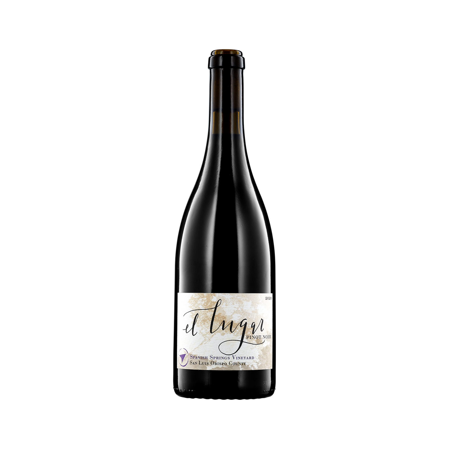 A bottle of El Lugar Wines 2020 Pinot Noir